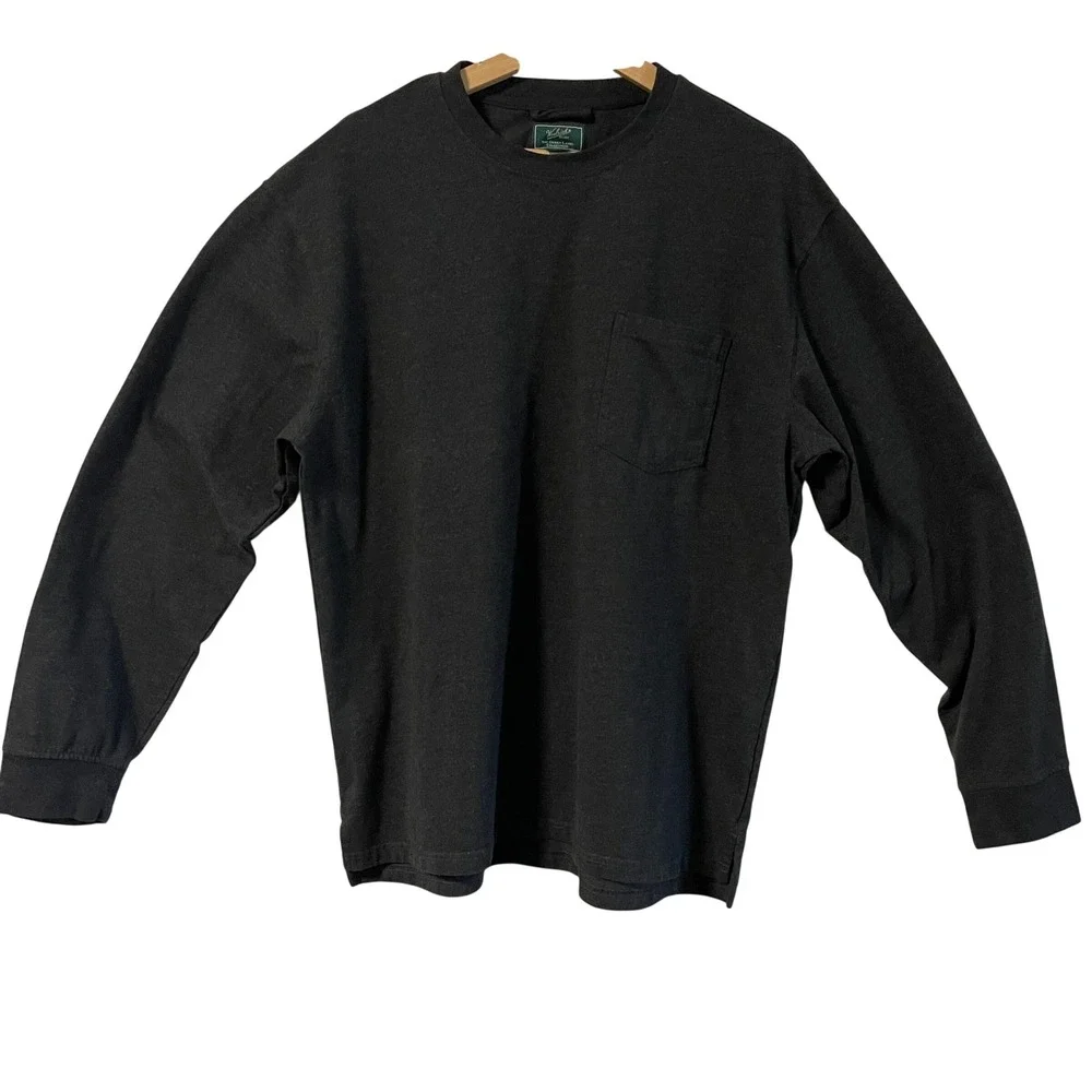 Woolrich Green Label Mens Long Sleeve Pocket‎ T-Shirt Charcoal Gray Large L